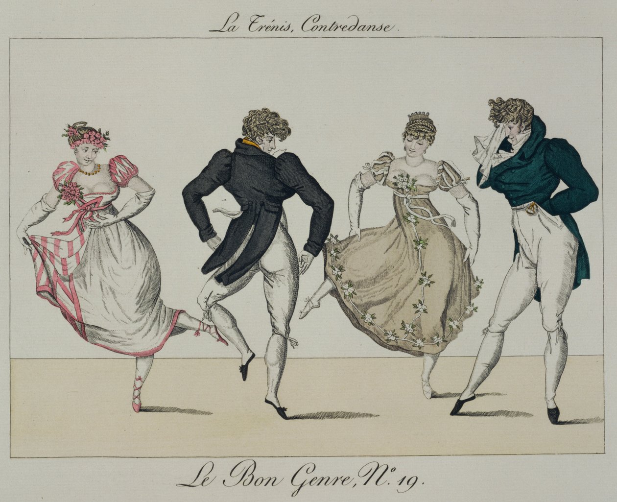 La Quadriglia Trenis, tavola 19 da Le Bon Genre, 1805 da French School