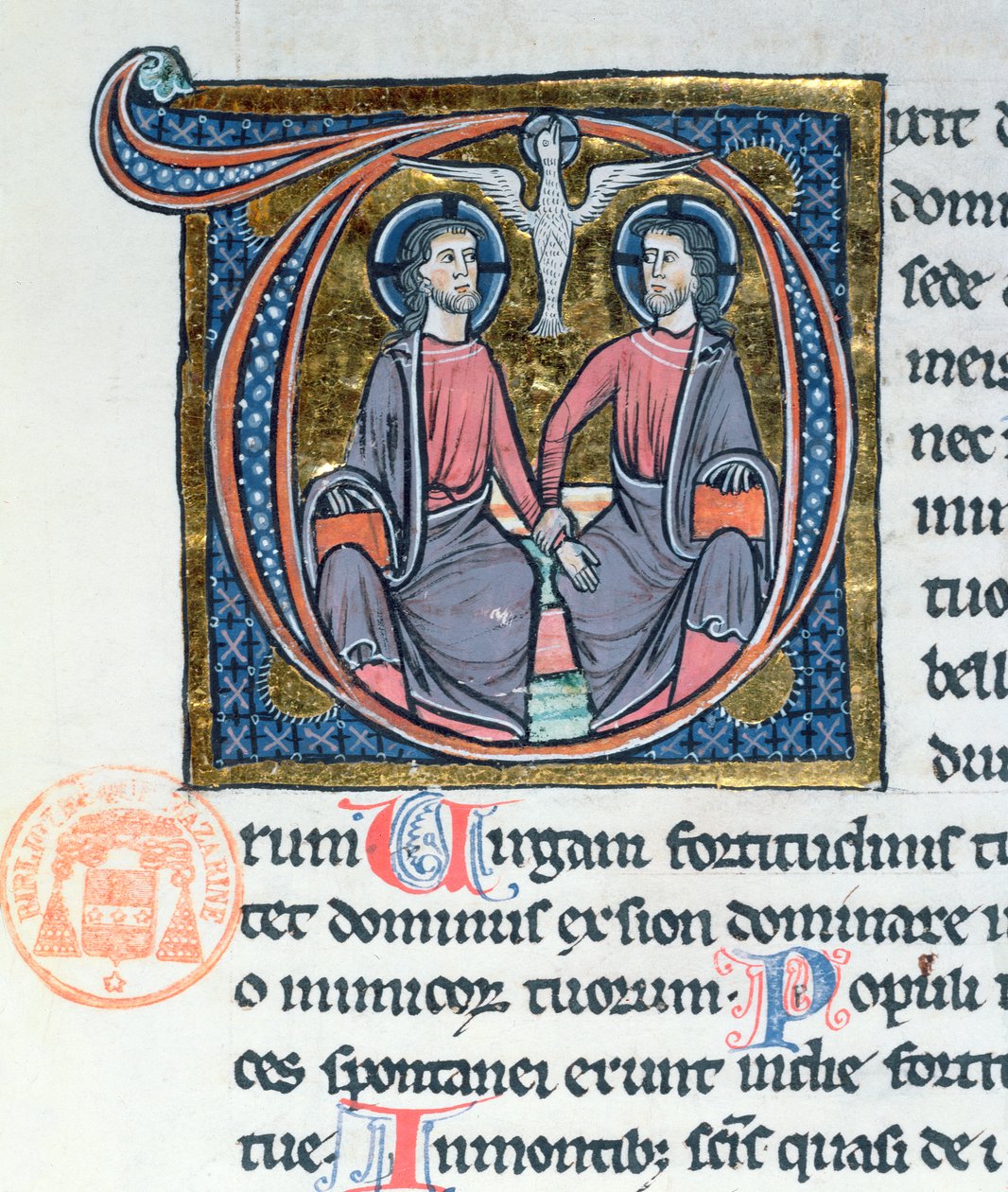 La Trinità, iniziale illuminata da una Bibbia latina da French School