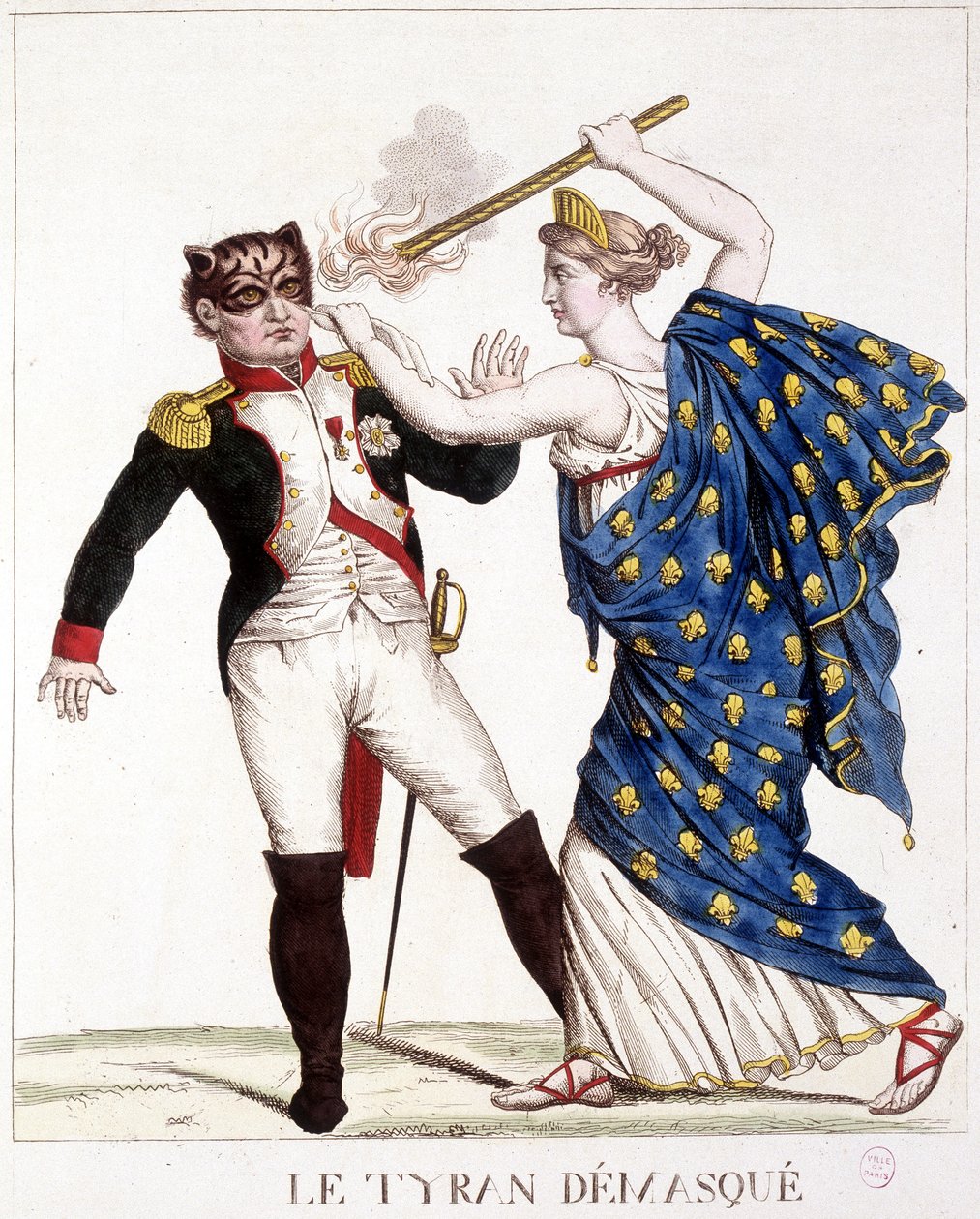 Il tiranno smascherato - in "Napoleone I, caricature, collezione fittizia", c. 1814 da French School