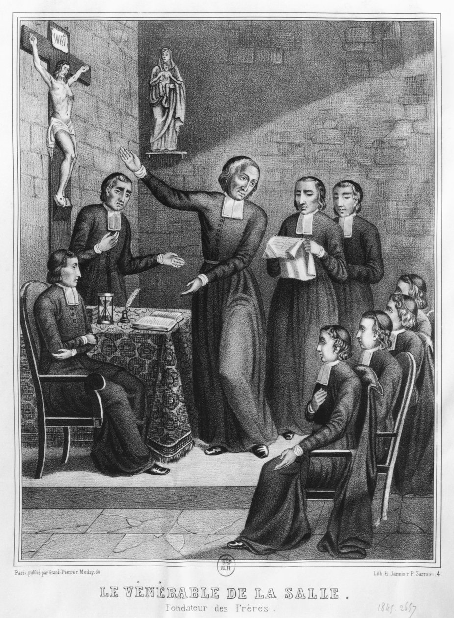 Il venerabile San Giovanni Battista de La Salle (1651-1719) inciso da H. Jannin e P. Sarrazin, 1845 da French School