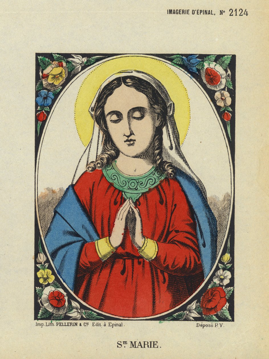 La Vergine Maria (litografia a colori) da French School