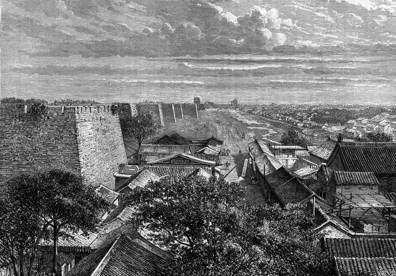Le mura di Pechino, Cina. Incisione in "The Youth Journal" da French School