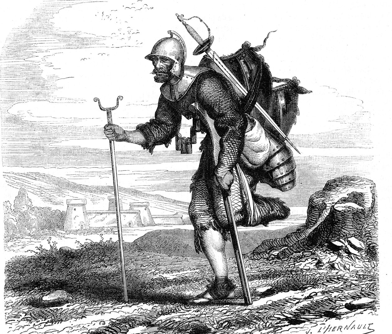 La guerra (Simbolo) lanzichenecco - Stampa di J.M. Metelli 1867 da French School