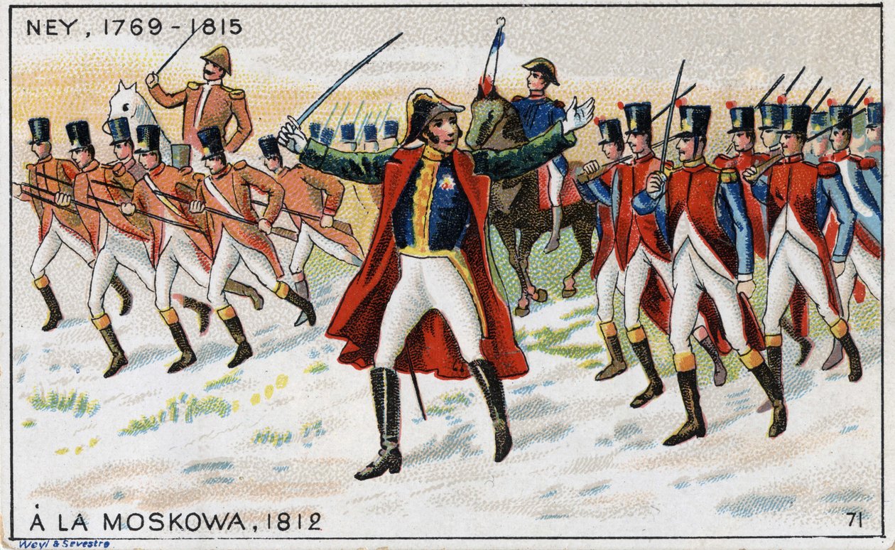 Gli eserciti di Napoleone e del Generale Michel Ney (1769-1815) (Maresciallo Ney) pronti a vincere la Battaglia di Mosca (anche Battaglia di Borodino) in Russia da French School