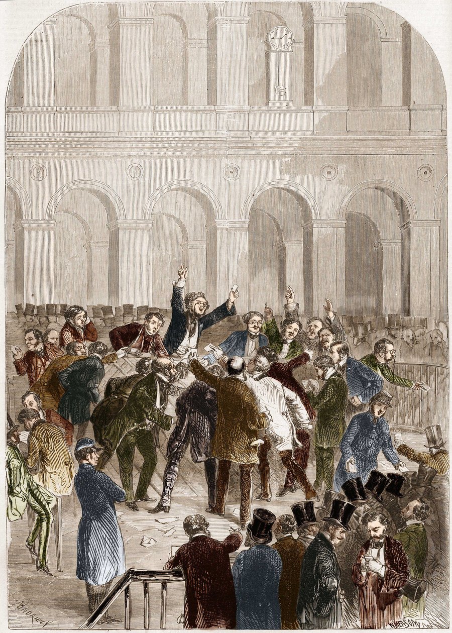 Il paniere della Borsa di Parigi nel 1857 da French School