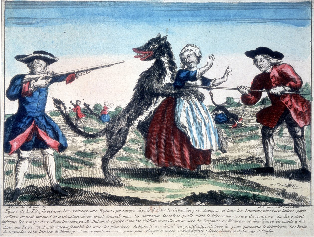 La bestia del Gévaudan uccisa dai soldati da French School
