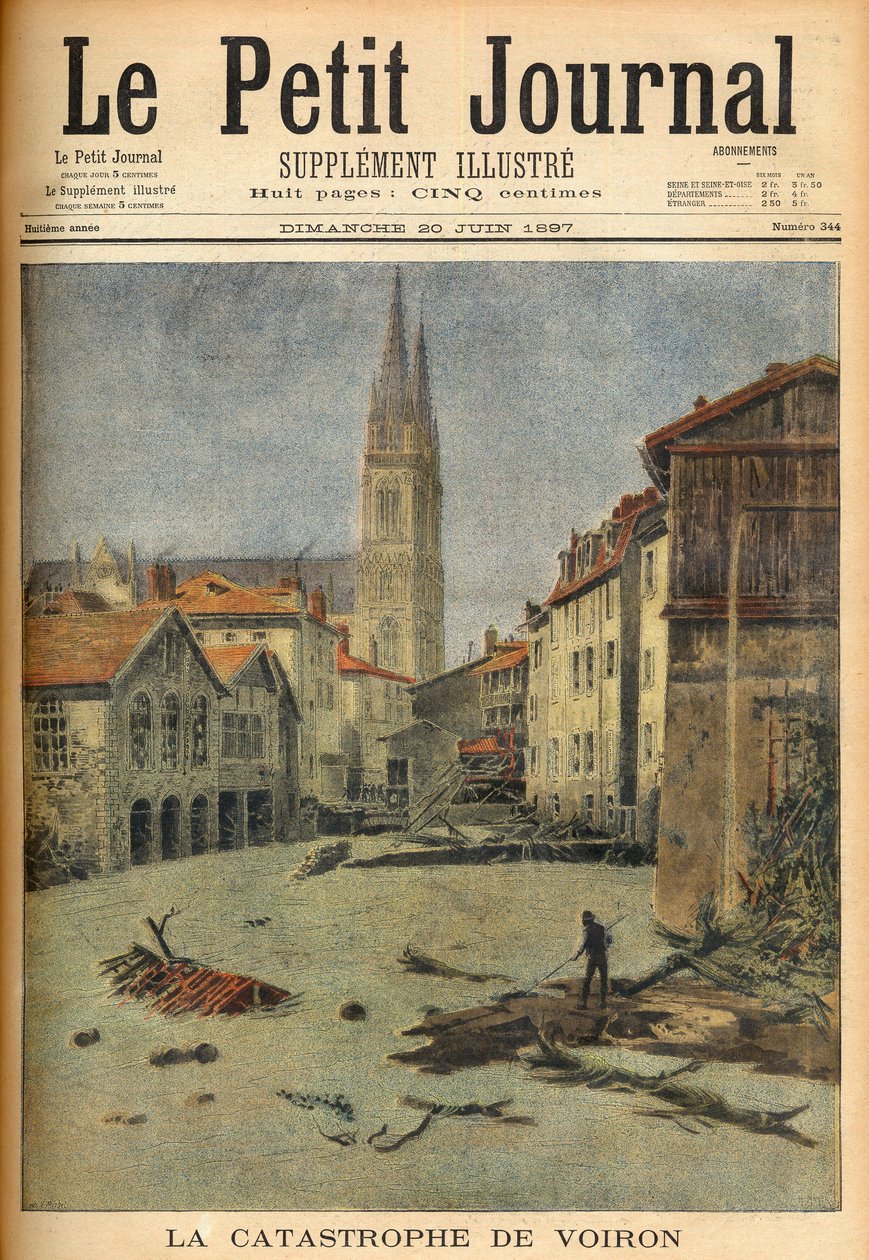 La catastrofe (inondazione) del villaggio di Voiron (Isère) Francia in 