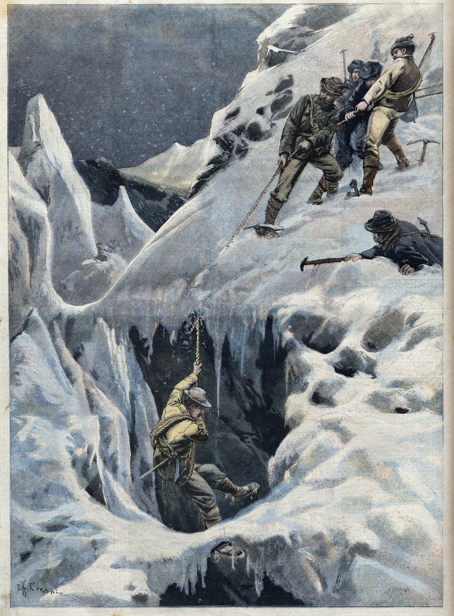 La catastrofe del Monte Bianco: la morte dei viaggiatori e delle loro guide durante la loro spedizione. da French School