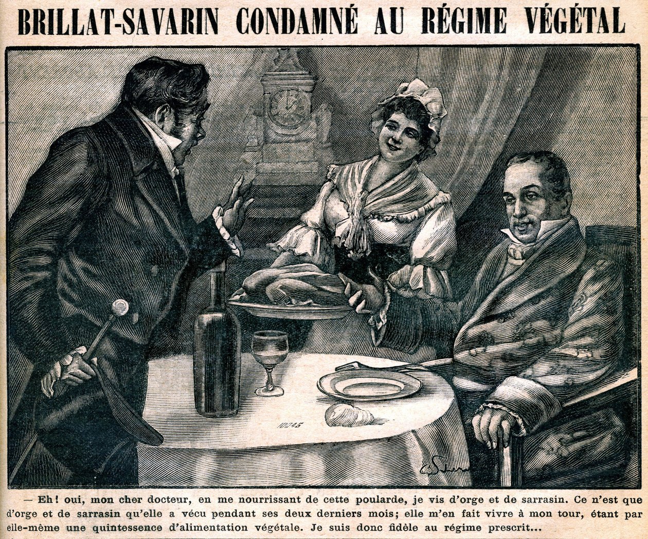 La curiosa dieta vegetariana del gastronomo Jean Anthelme Brillat-Savarin (Brillat Savarin) (1755-1826), sulla copertina del settimanale 