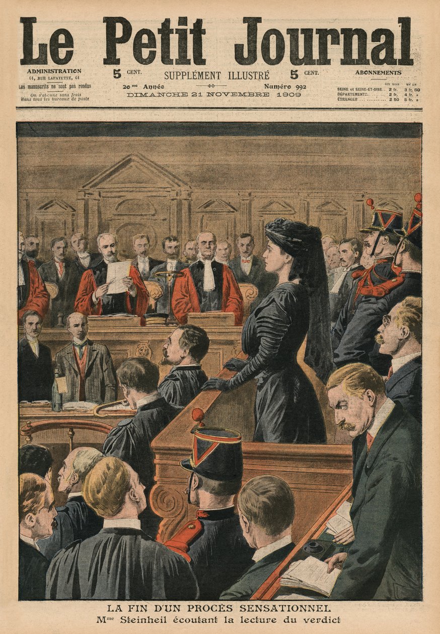 La fine di un processo sensazionale, Marguerite Steinheil ascolta il verdetto, illustrazione di copertina da 