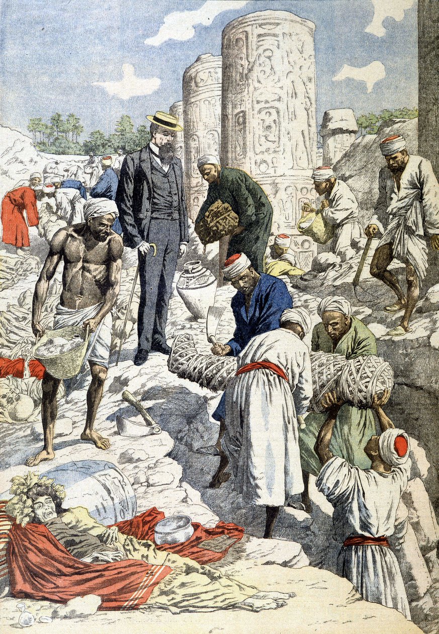 Gli scavi del Sig. Gayet ad Antinoé - in "Le Petit Journal" del 10/01/1904 (incisione) da French School