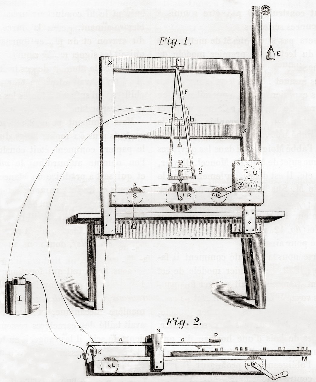Il primo telegrafo elettrico inventato da Samuel Morse nel 1837, da Les Merveilles de la Science, pubblicato c.1870 da French School