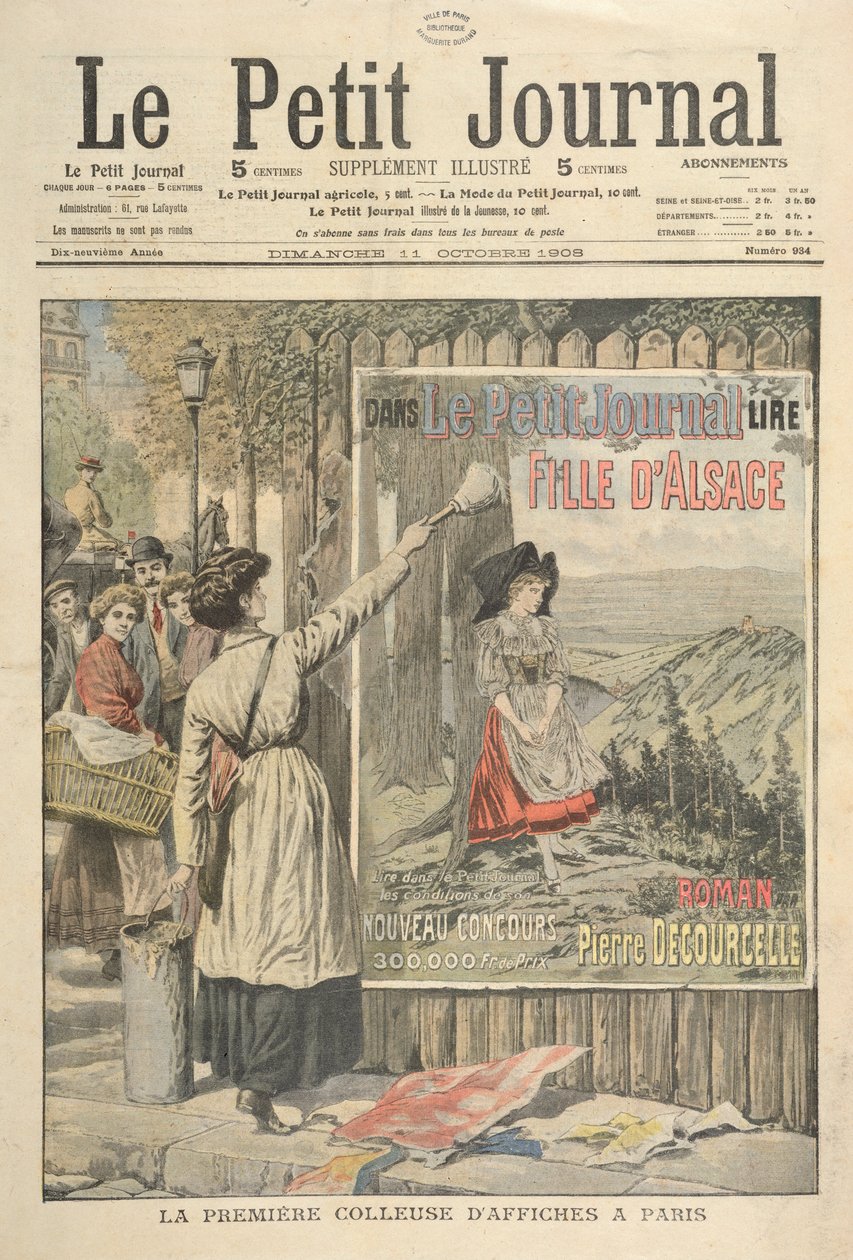 La prima donna affissatrice di manifesti a Parigi, da Le Petit Journal, 11 ottobre 1906 da French School
