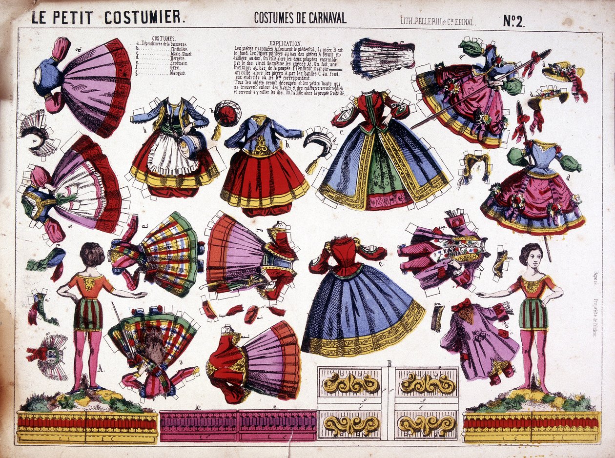 Il piccolo costumista - costumi di carnevale: decoupage. XIX secolo da French School