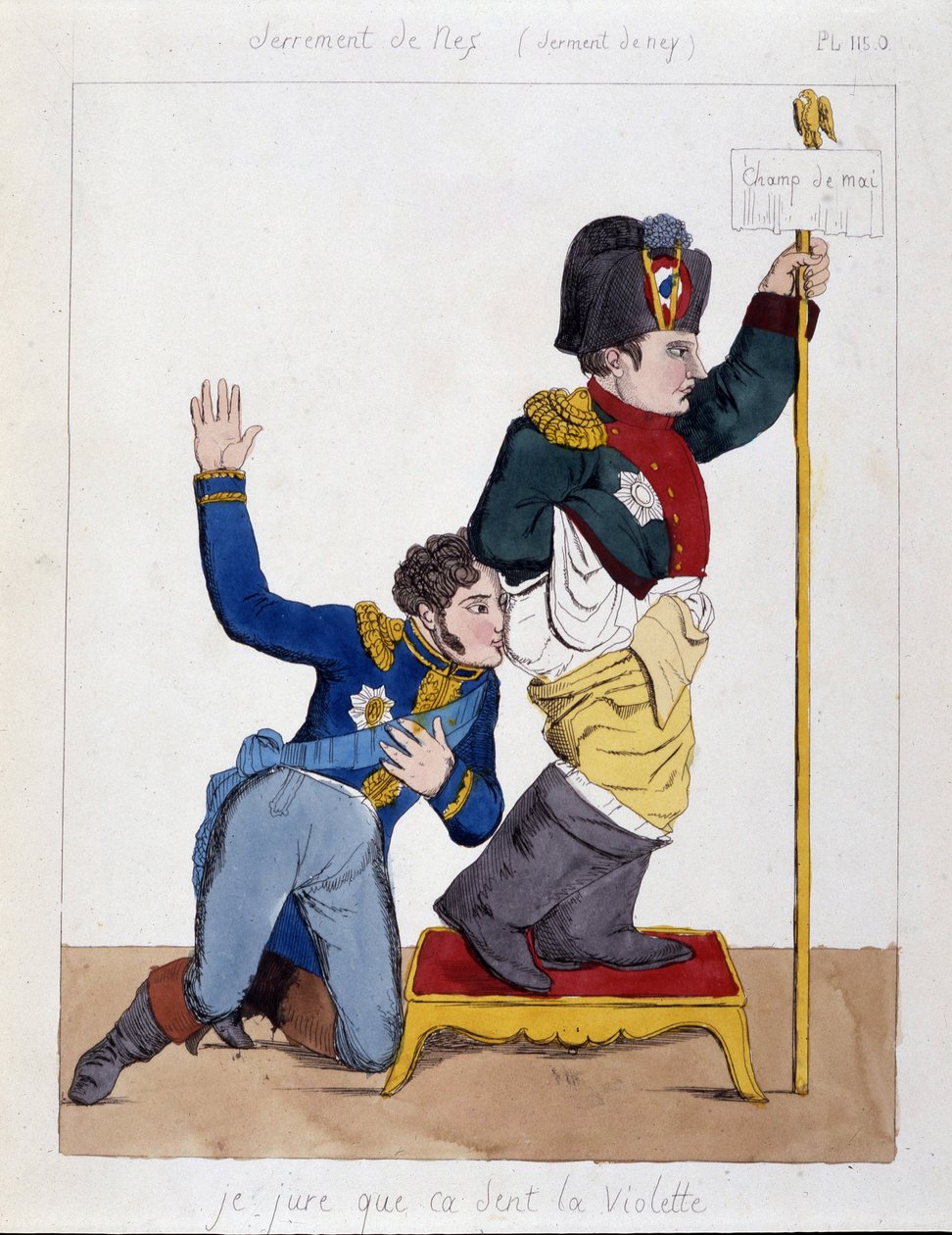 Il maresciallo Michel Ney (1769-1815) annusa il sedere di Napoleone I: Giuro che odora di violetta, sd c.1810 da French School
