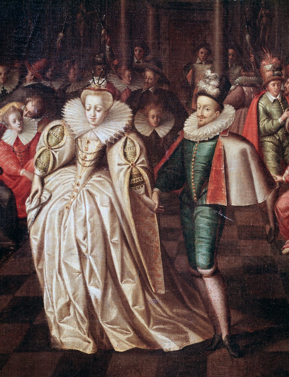 La coppia sposata, Duca di Joyeuse e Margherita di Lorena, dettaglio del ballo dato il 24 settembre da French School