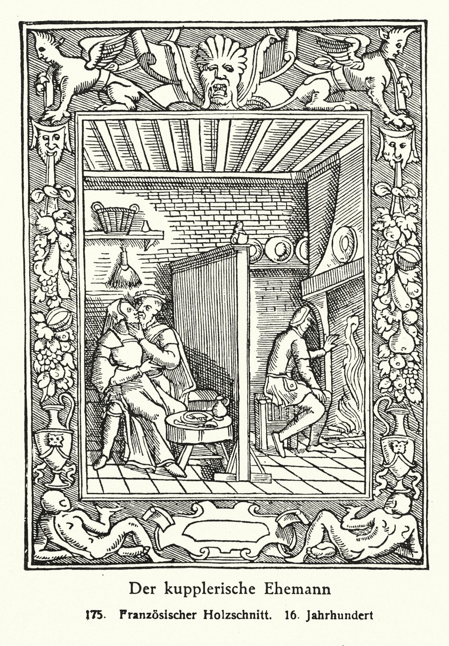 Il marito sensale (xilografia) da French School
