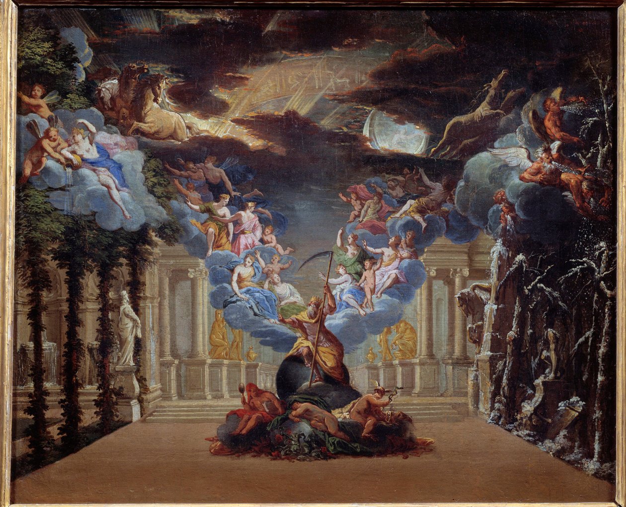 Il palazzo del tempo, decorazione del prologo di Atys di Jean Baptiste Lully da French School