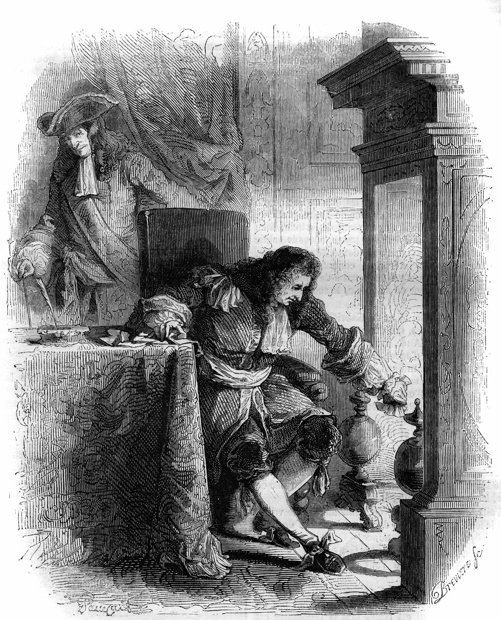 Il drammaturgo Jean Galbert de Cammistron (1656-1723) corrispondenza con il duca Louis Joseph de Vendome (1654-1712). Incisione del 1856 da French School