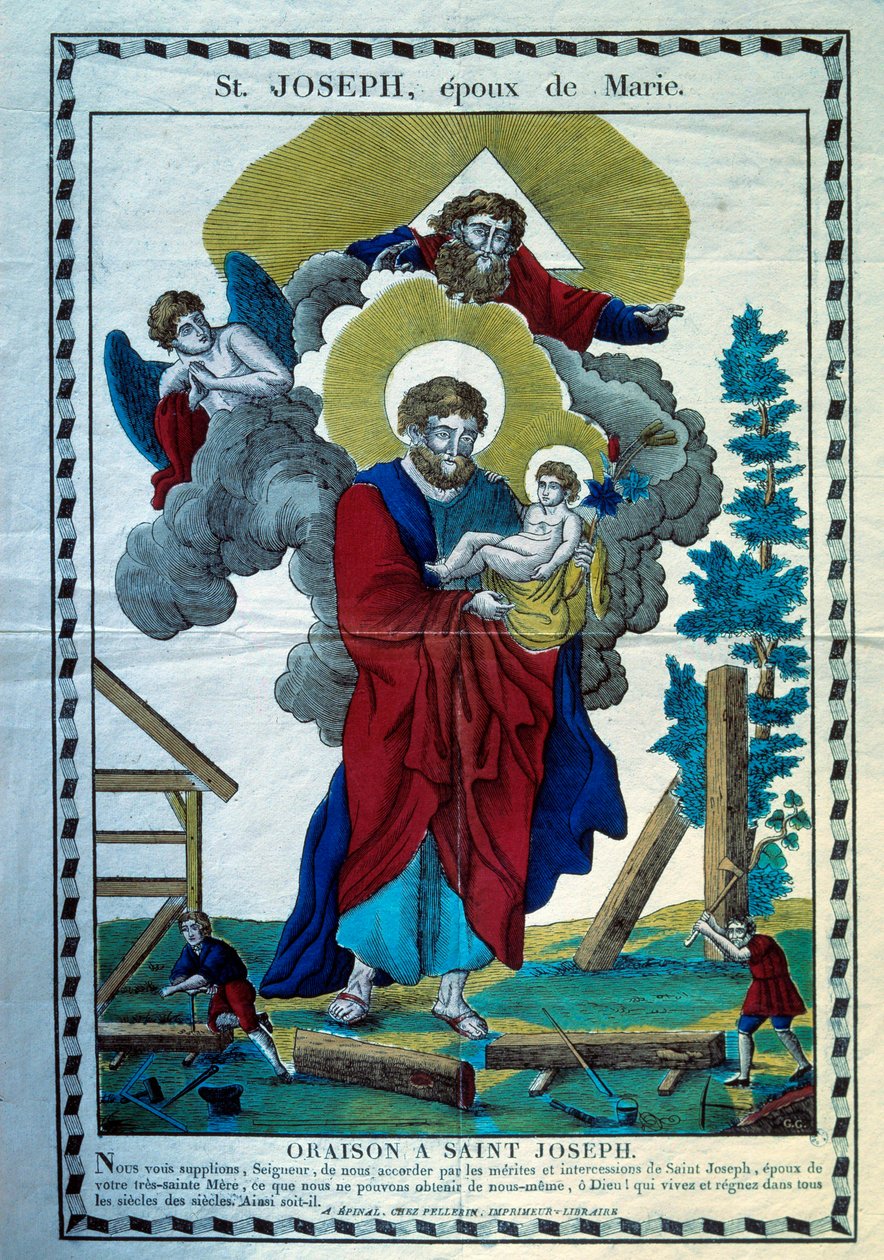 La preghiera di San Giuseppe, sposo di Maria Incisione del XIX secolo. Parigi, Museo delle Arti e Tradizioni Popolari da French School