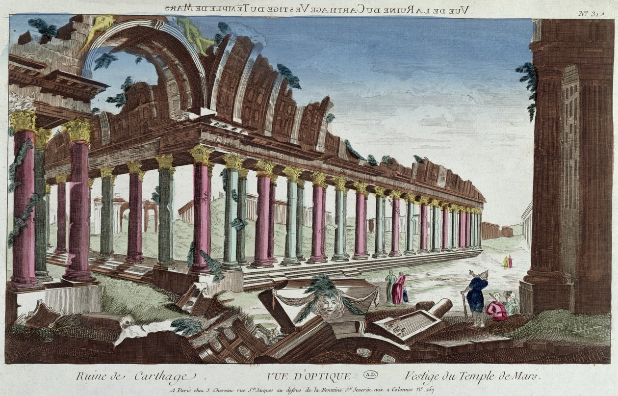 I resti del Tempio di Marte tra le rovine di Cartagine da French School