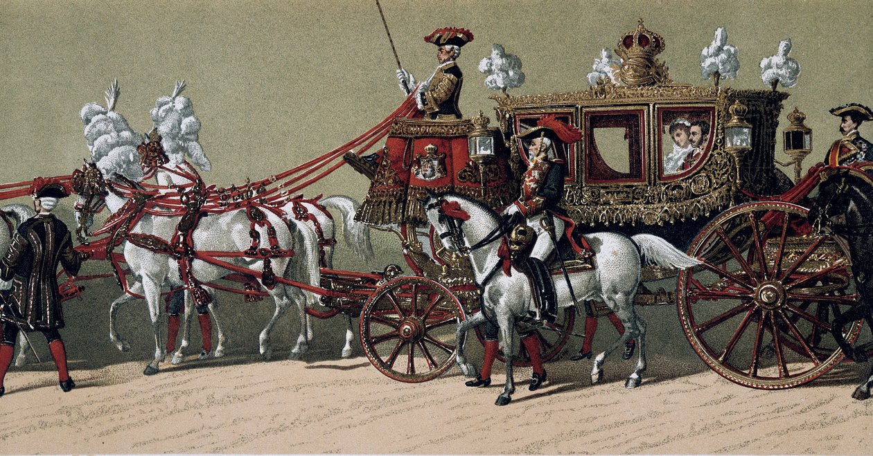 Il corteo reale al matrimonio del re Alfonso XII di Spagna e Maria Cristina di Teschen nel 1879 da French School