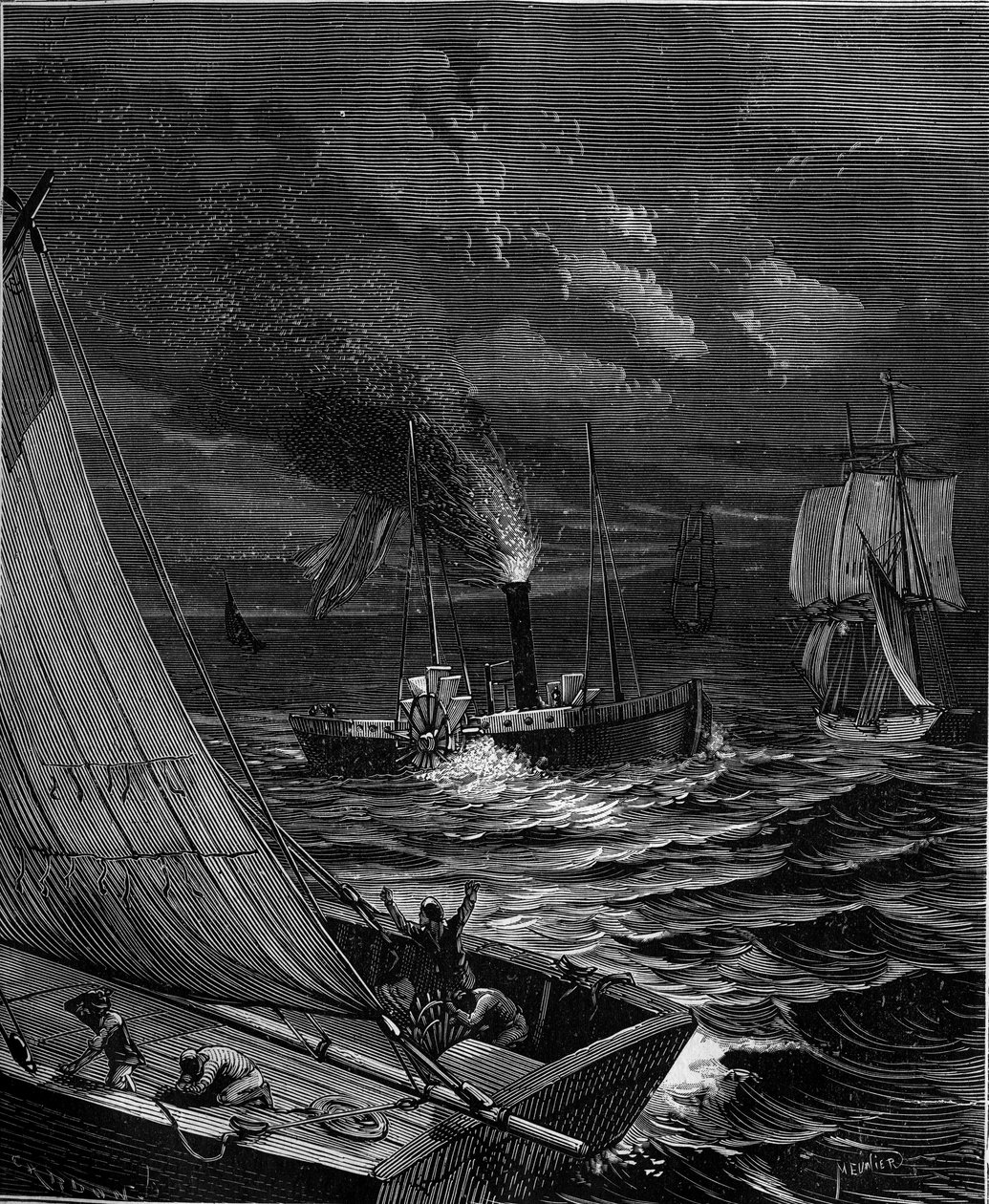 La nave fu costruita nel 1807 da Robert Fulton (1765-1815) per la rotta New York - Albany sul fiume Hudson. da French School