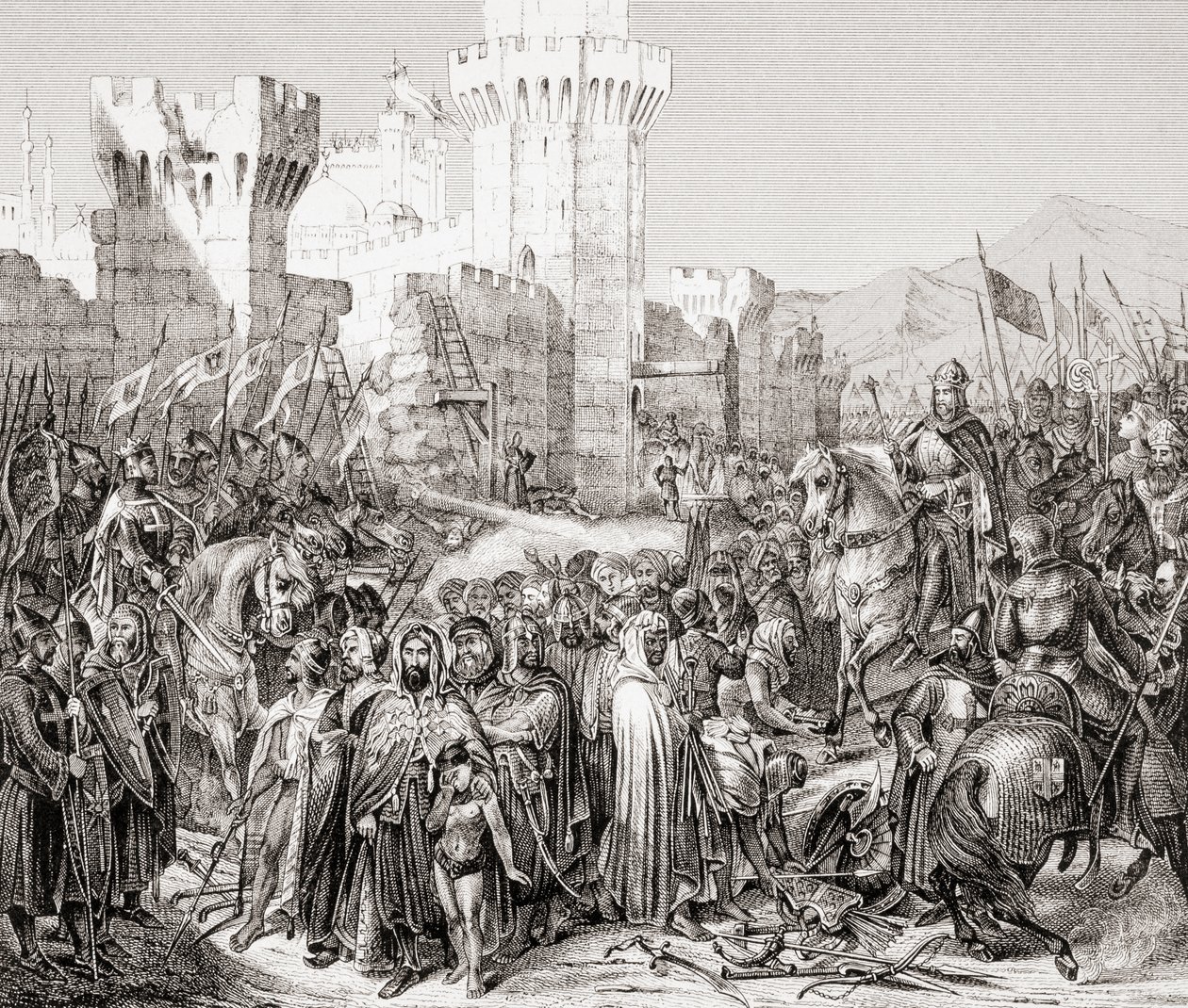 La resa di Acri a Filippo II di Francia, chiamato Filippo Augusto, durante la Terza Crociata, da L