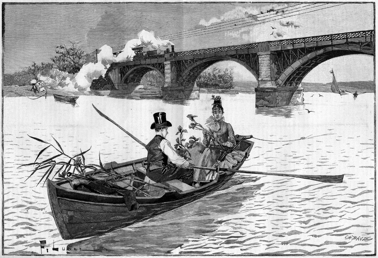 I dintorni di Parigi, una domenica ad Argenteuil nel 1887. da French School