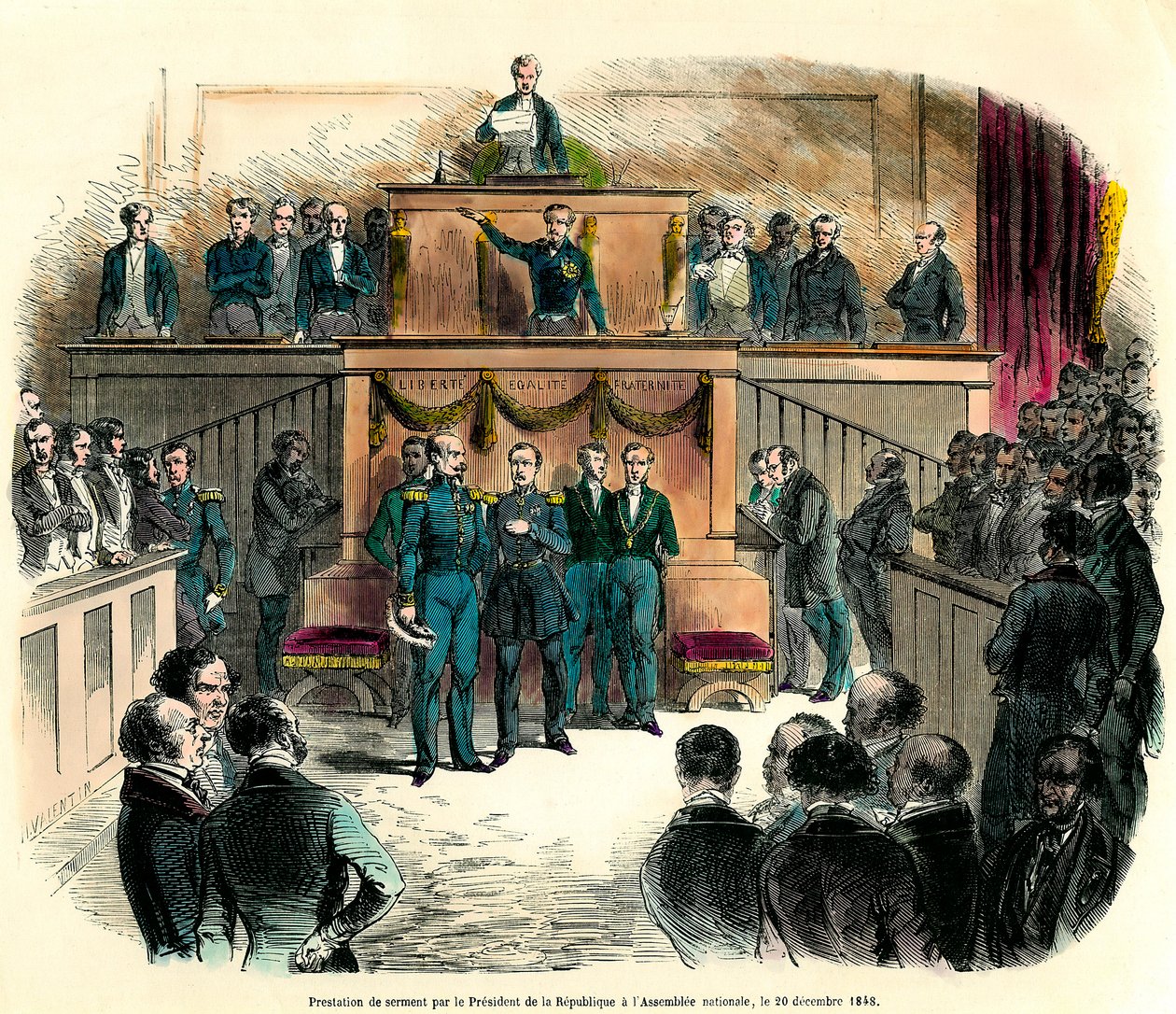 Il giuramento di Luigi Napoleone III (Luigi-Napoleone), proclamato ufficialmente presidente della Repubblica, all