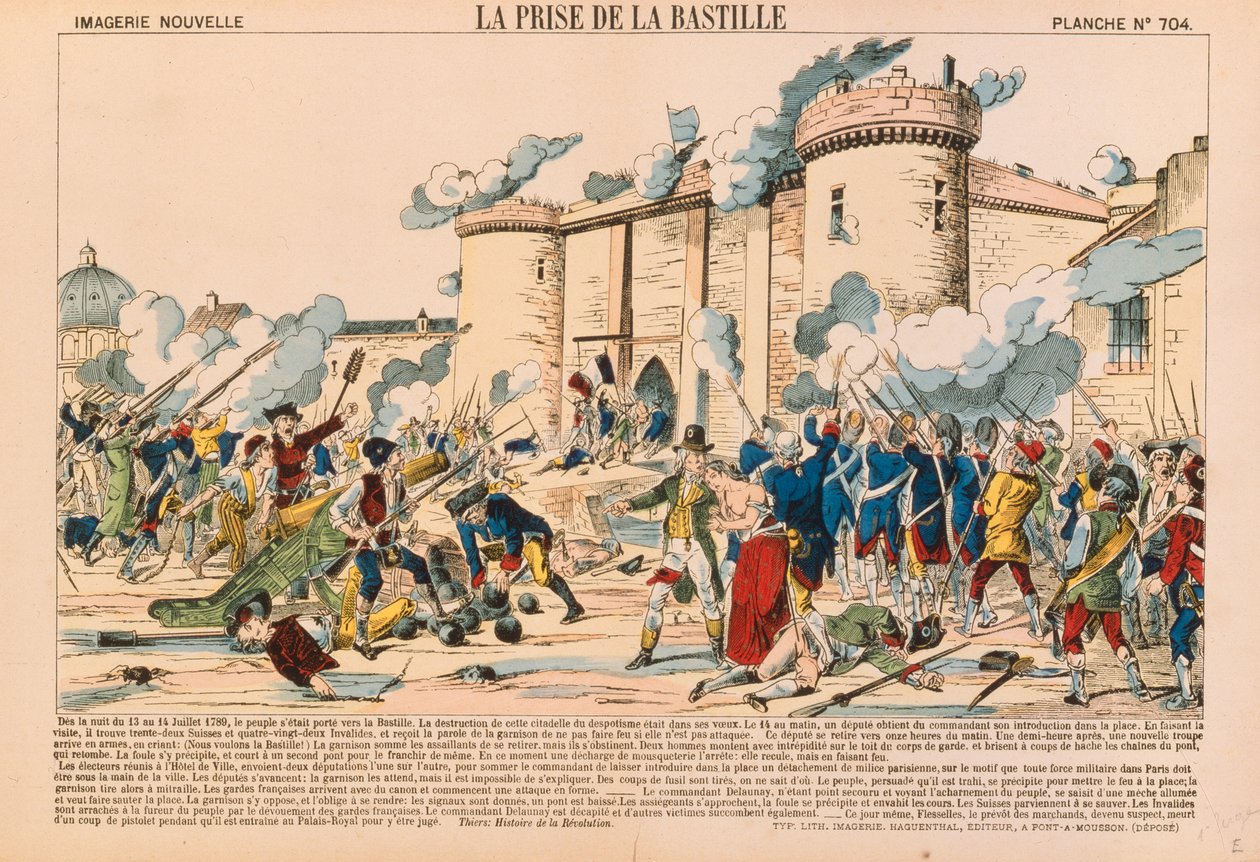 La presa della Bastiglia durante la Rivoluzione Francese il 14 luglio 1789, 1840 da French School
