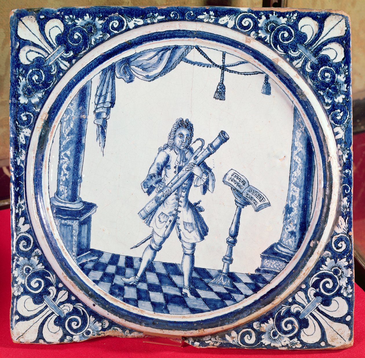 Piastrella raffigurante un fagottista, 1706 da French School