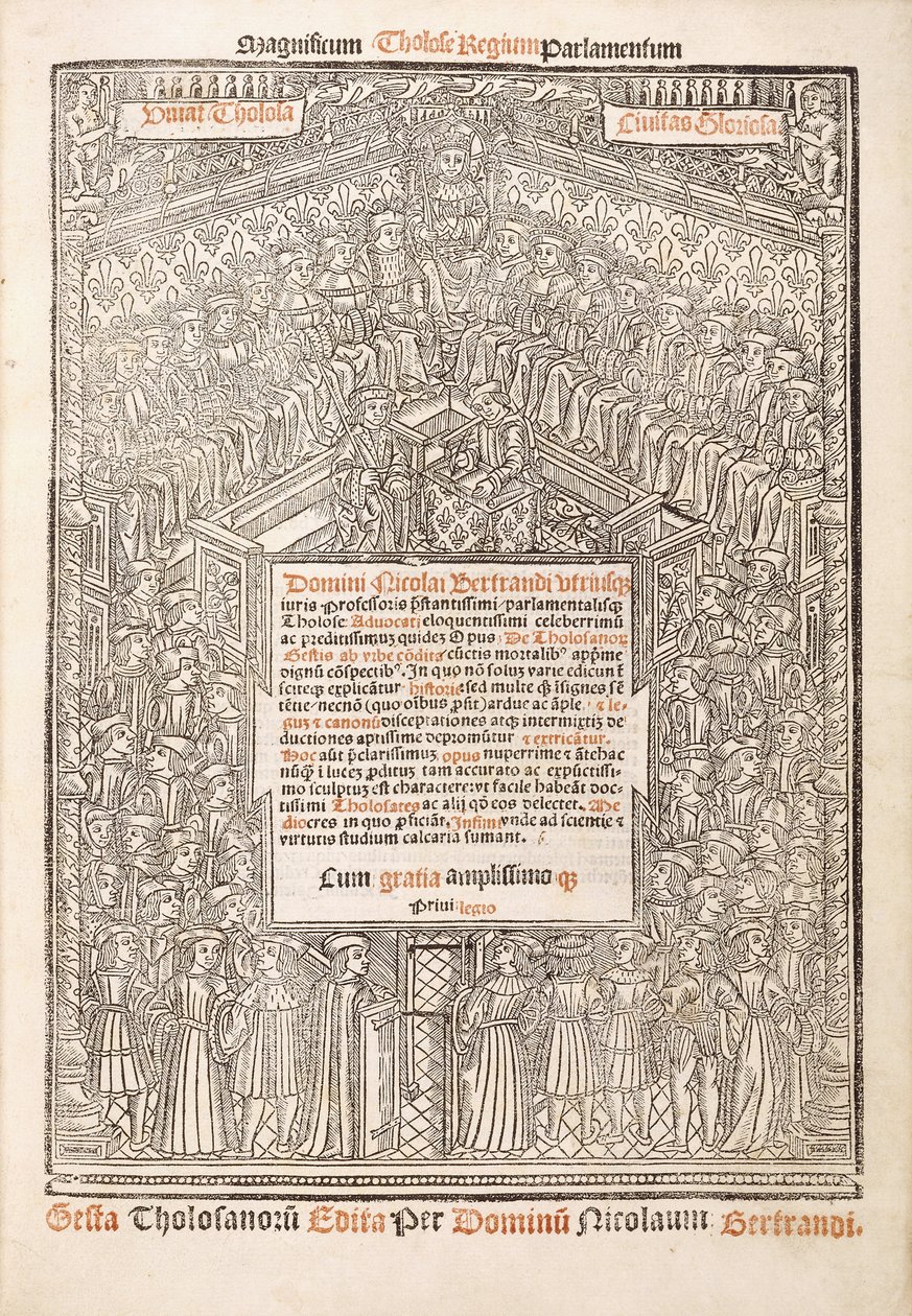 Frontespizio che mostra il Parlamento di Tolosa, 1515 da French School