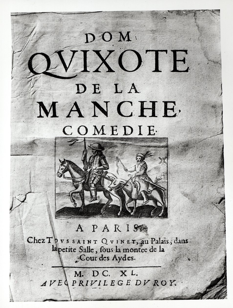Pagina del titolo da Dom Quixote de La Manche Comedie di Guerin de Bouscal, 1640 da French School