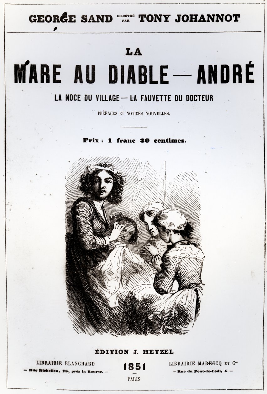 Pagina del titolo di La Mare au Diable di George Sand, illustrata da Tony Johannot, 1851 da French School