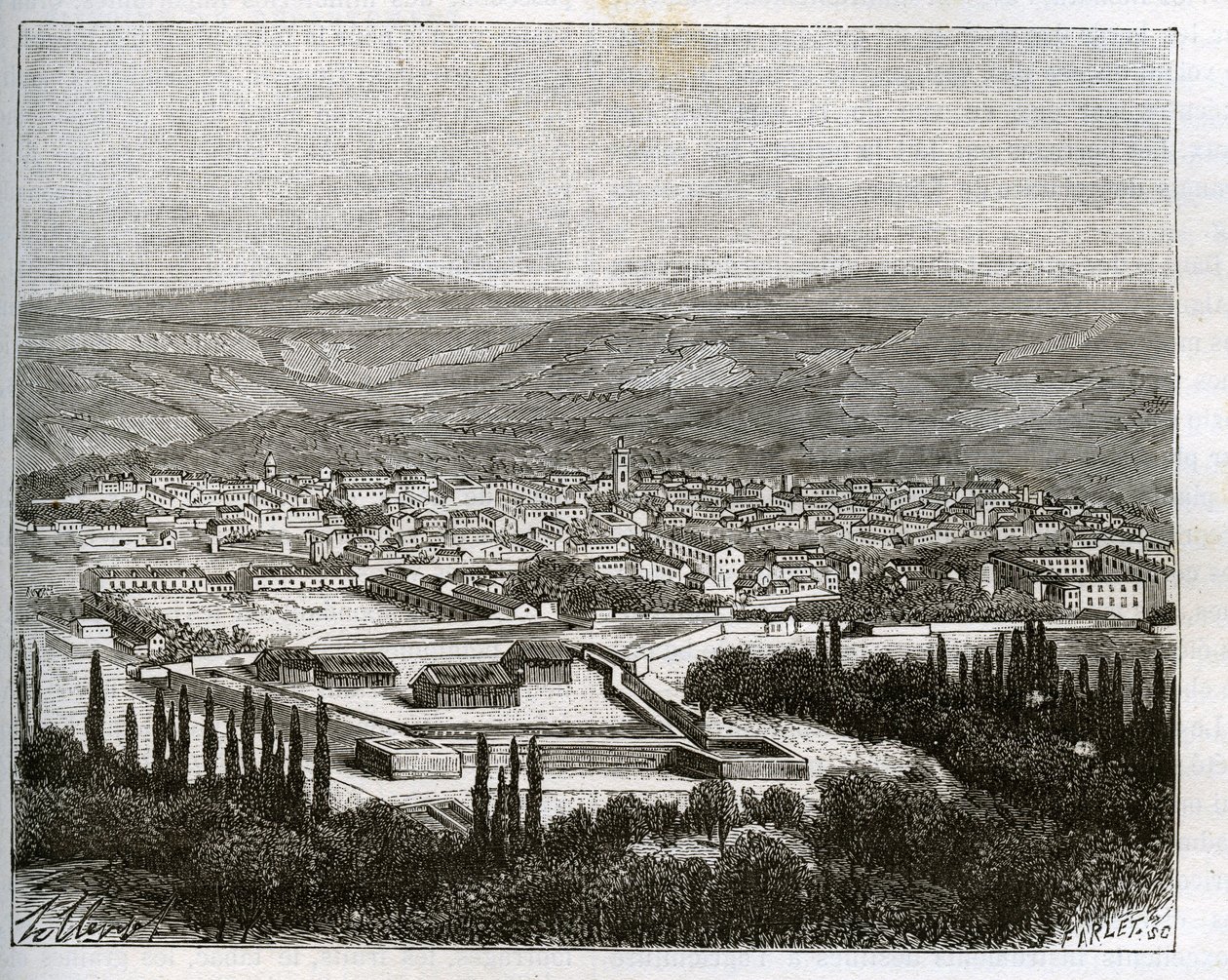 Tlemcen in Algeria nel XIX secolo - incisione in "La France illustree: geographie, histoire, administration statistique" di V.A. Malt-Brown. 1884 da French School