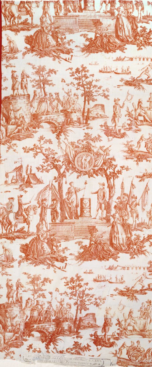 Toile de Jouy, che illustra la Festa della Federazione il 14 luglio 1790 al Champs de Mars da French School