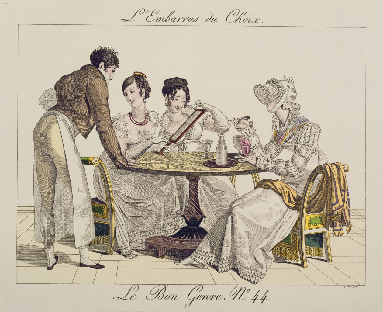 Troppa scelta, tavola 44 da Le Bon Genre, 1827 da French School