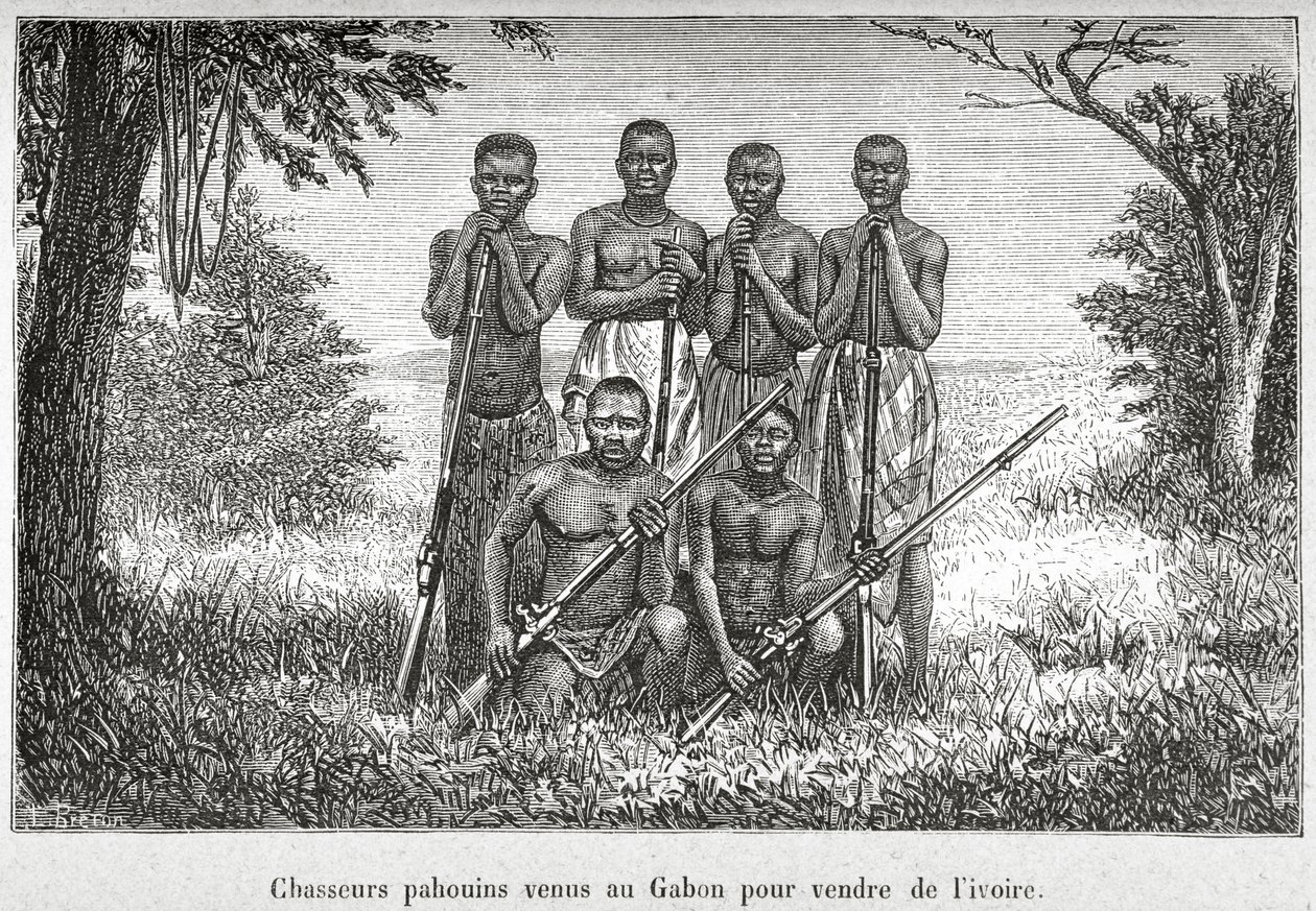 Costume tradizionale del popolo indigeno del Gabon, illustrazione da 