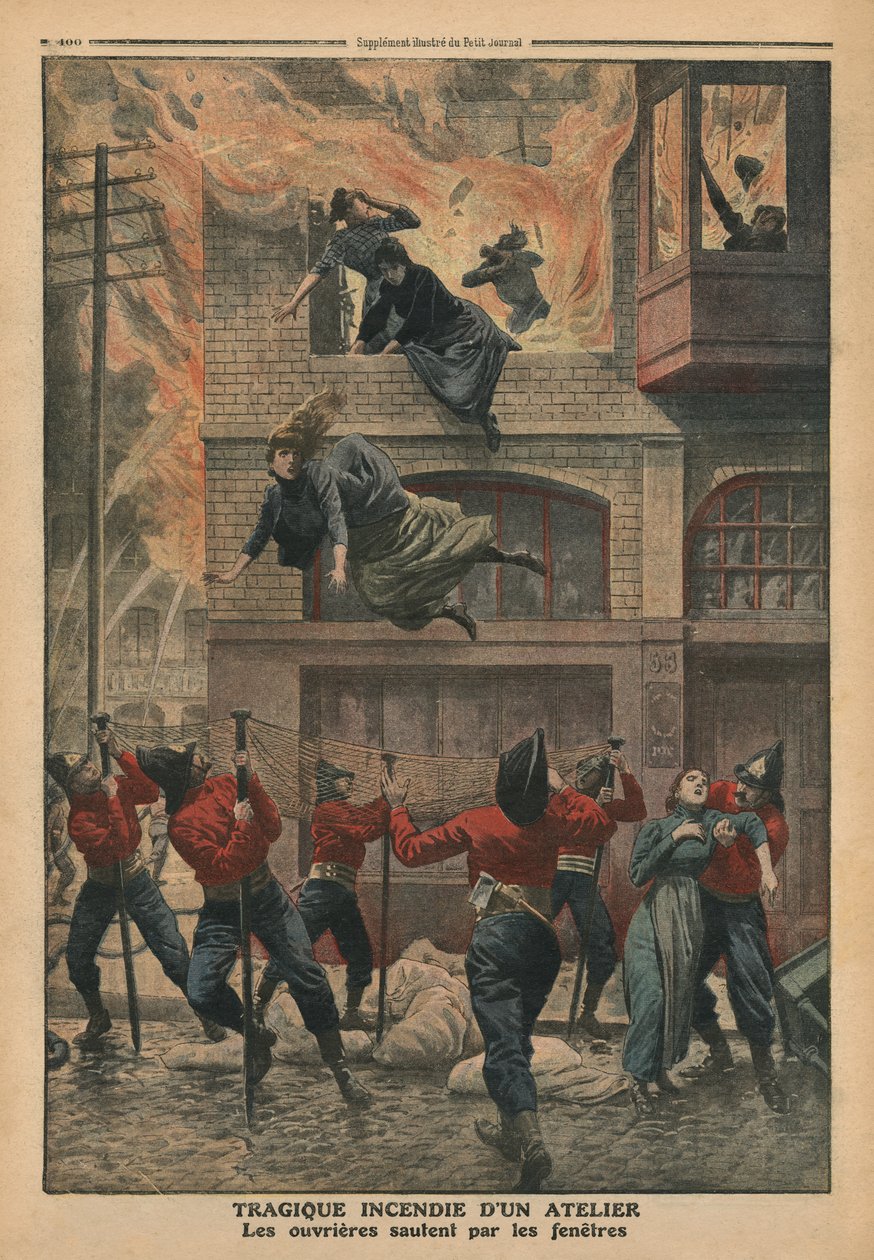 Incendio tragico in un laboratorio a Newark, New Jersey, illustrazione da 