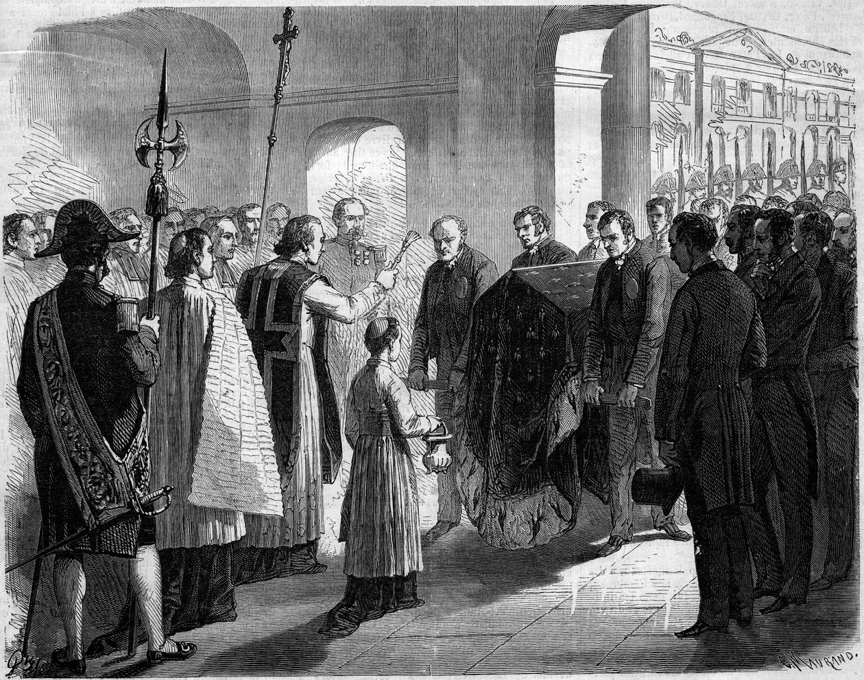 Trasferimento delle ceneri di Giuseppe Bonaparte (1768-1844), re di Napoli poi di Spagna e fratello di Napoleone I, alla chiesa degli Invalides, Parigi da French School