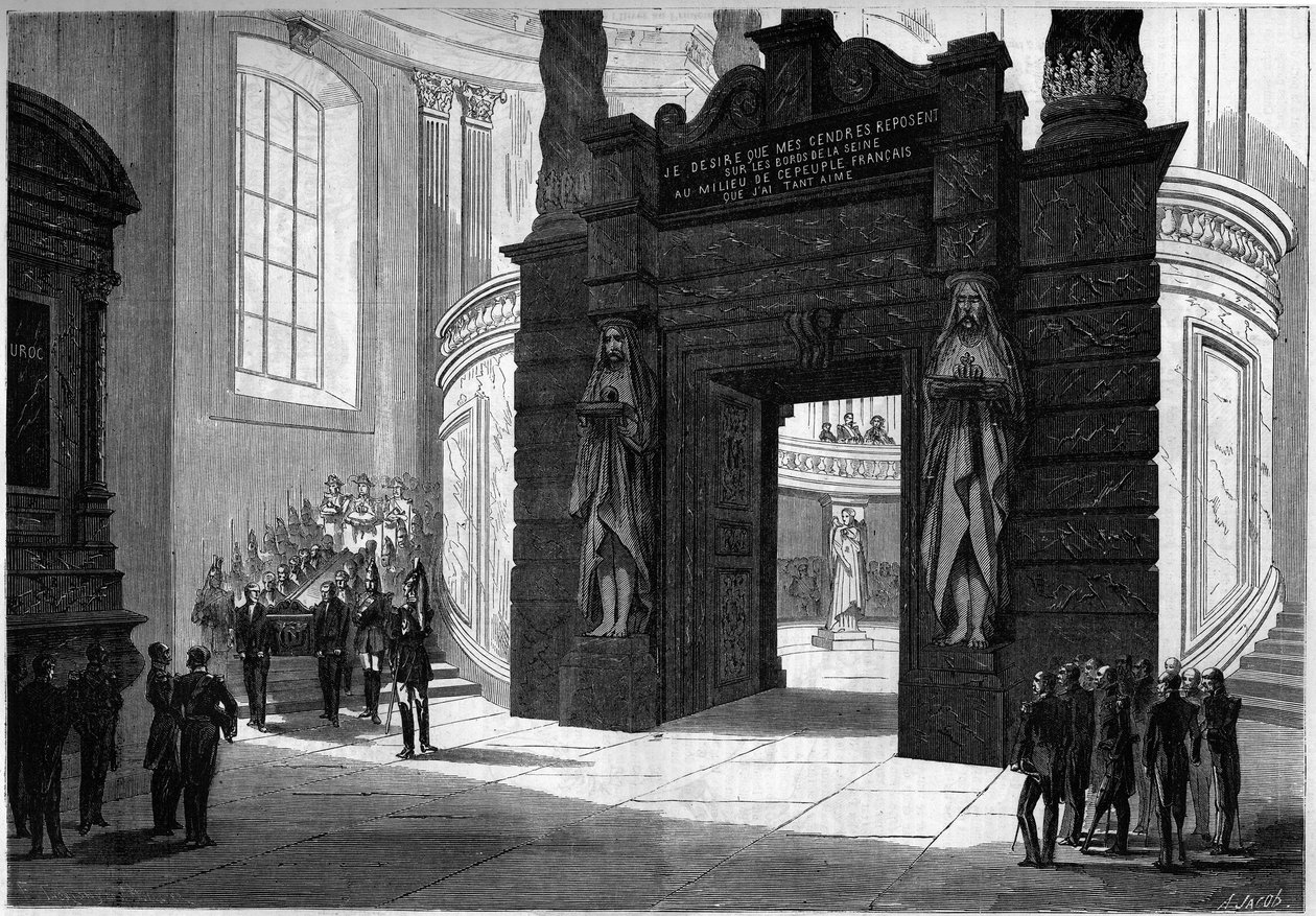 Trasferimento delle ceneri di Napoleone I dalla cappella di San Girolamo alla tomba costruita sotto la cupola degli Invalides. Parigi, 2 aprile 1861. Incisione in 