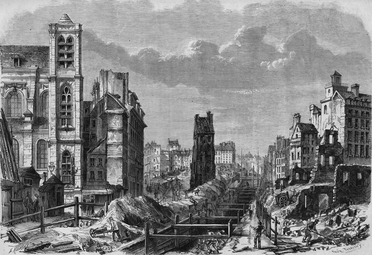 Trasformazioni di Parigi sotto il Secondo Impero, Parigi haussmanniana: lavori della montagna di Santa Genoveffa da French School