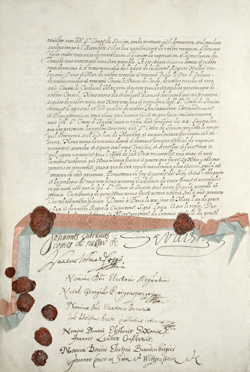 Trattato di Westfalia, firmato a Munster, 24 ottobre 1648 da French School