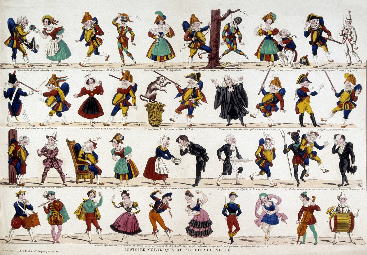 Storia veritiera di Monsieur Polichinelle. Immagine di Epinal, sd. XIX secolo da French School