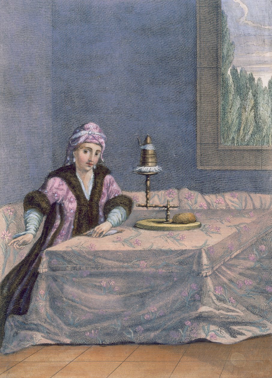 Donna turca che fila il filo, c.1708 da French School