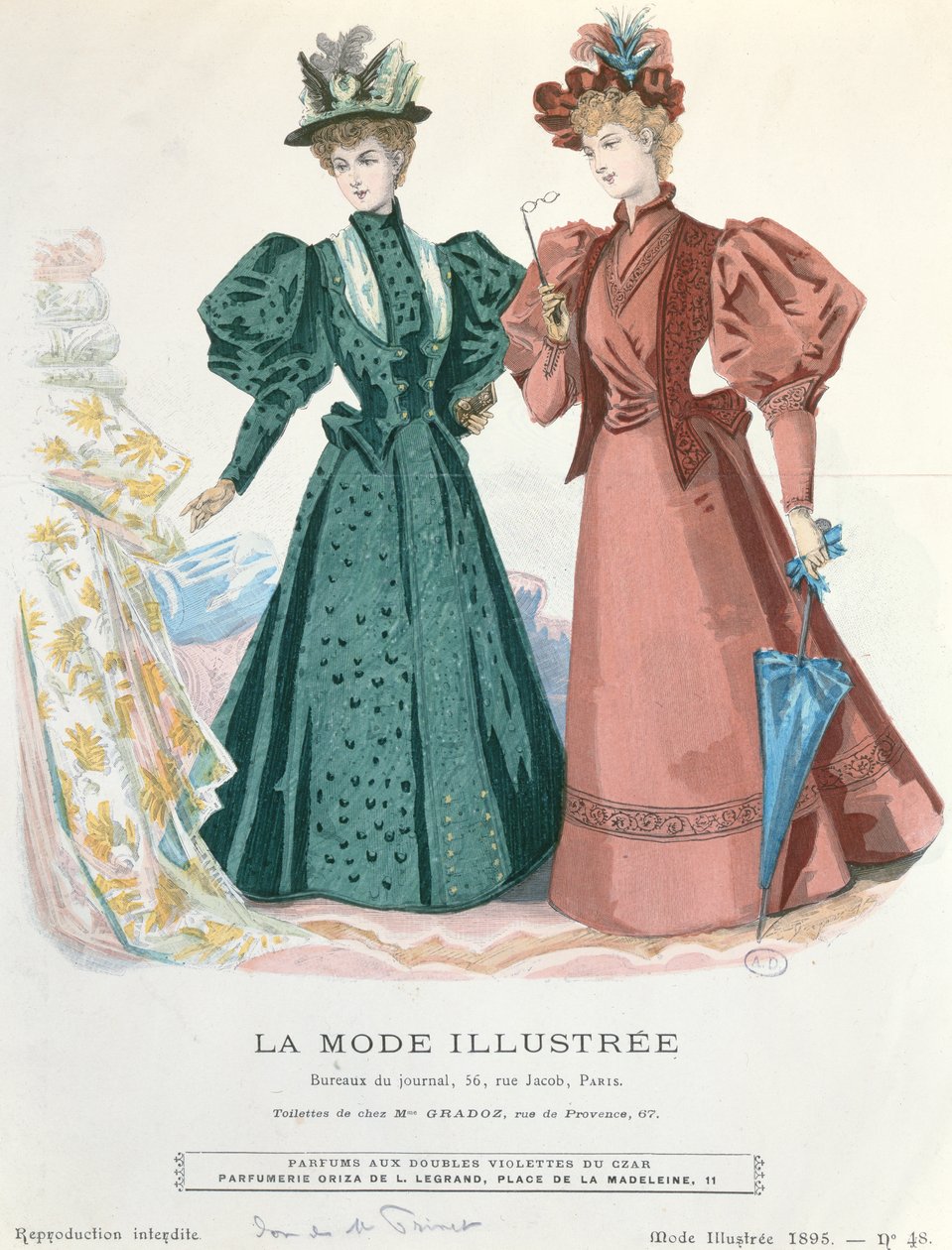 Due donne, da La Mode Illustrée, 1895 da French School