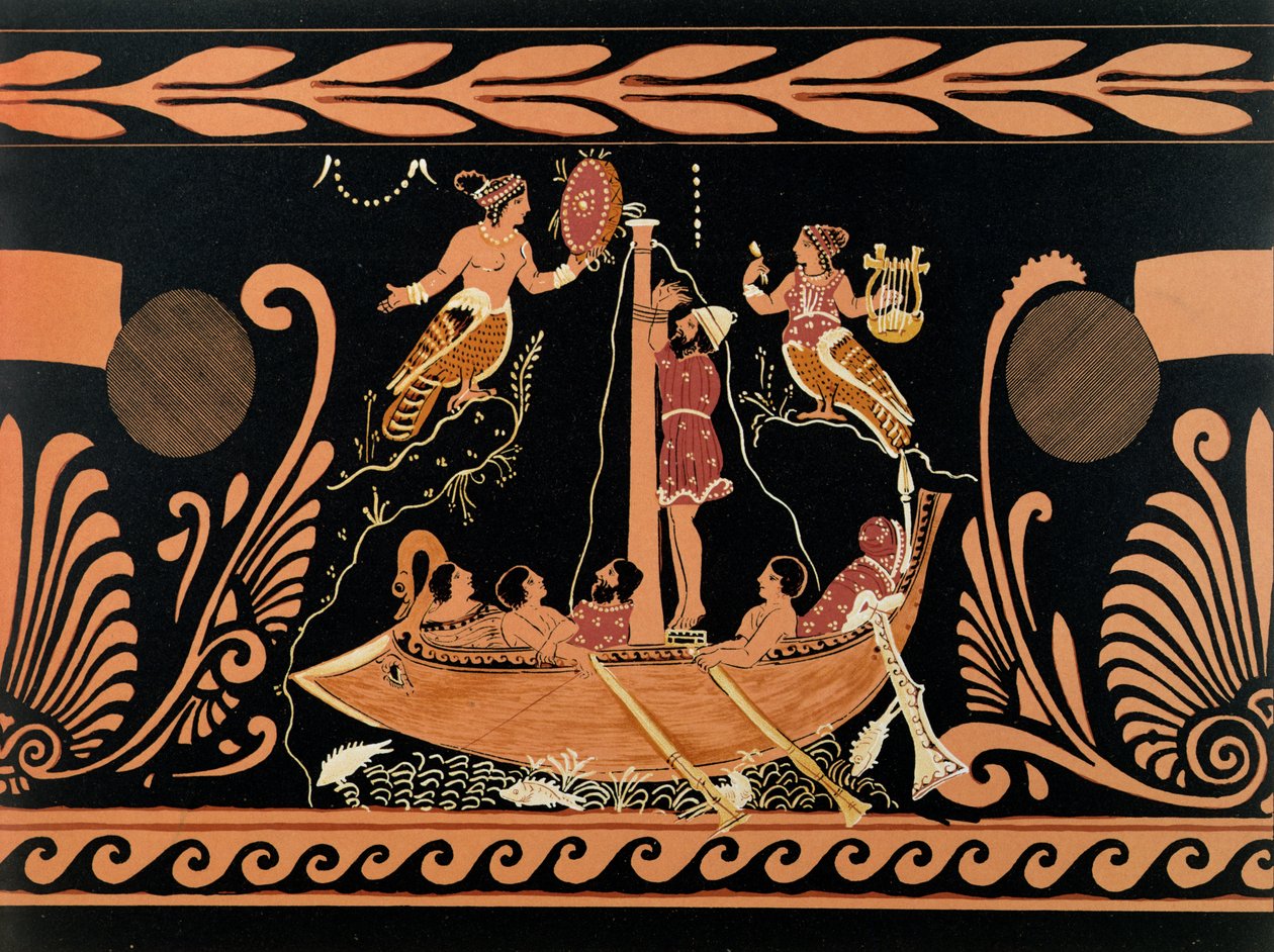 Ulisse e le Sirene, illustrazione da un vaso greco antico da French School