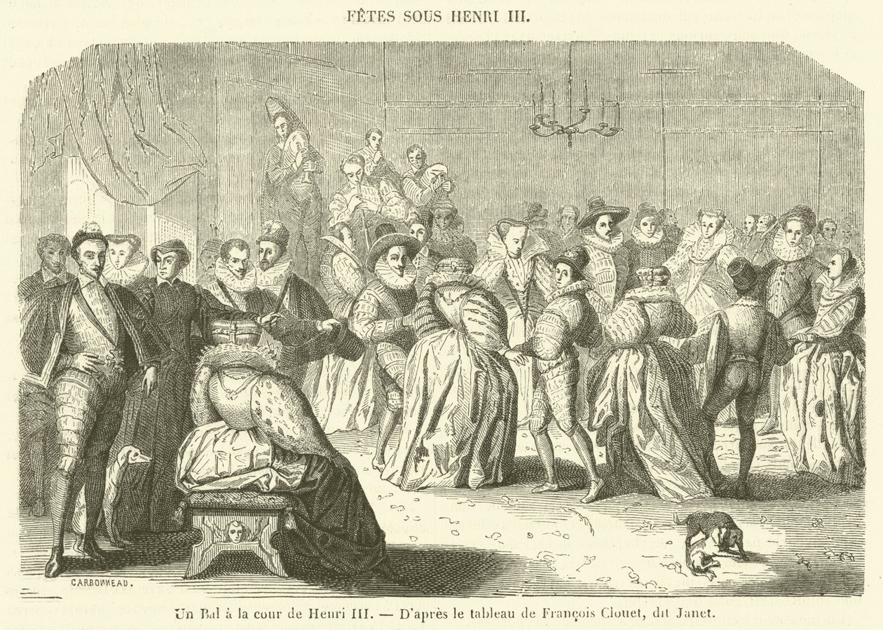 Un Bal a la cour de Henri III (incisione) da French School
