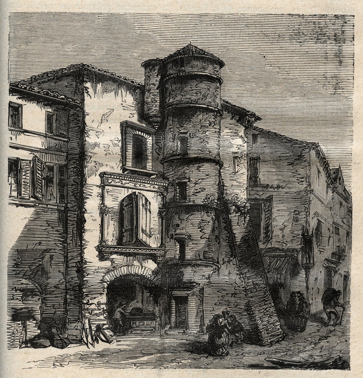Uzes - il vecchio castello - Gard - Francia - incisione in 